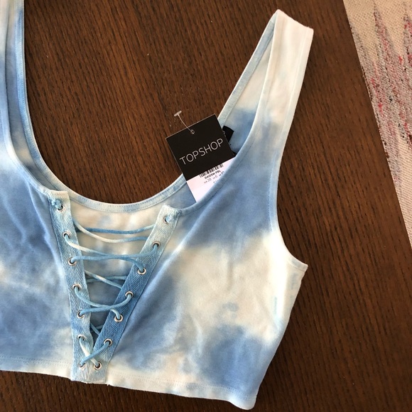 TOPSHOP lace up tie dyed crop top festival fashion - Picture 3 of 8